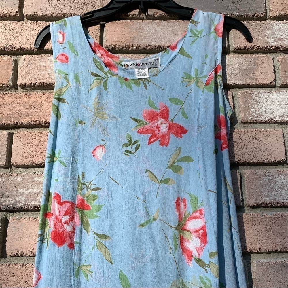MIX NOUVEAU NY vintage coral and blue floral sheath tank dress - Picture 2 of 13